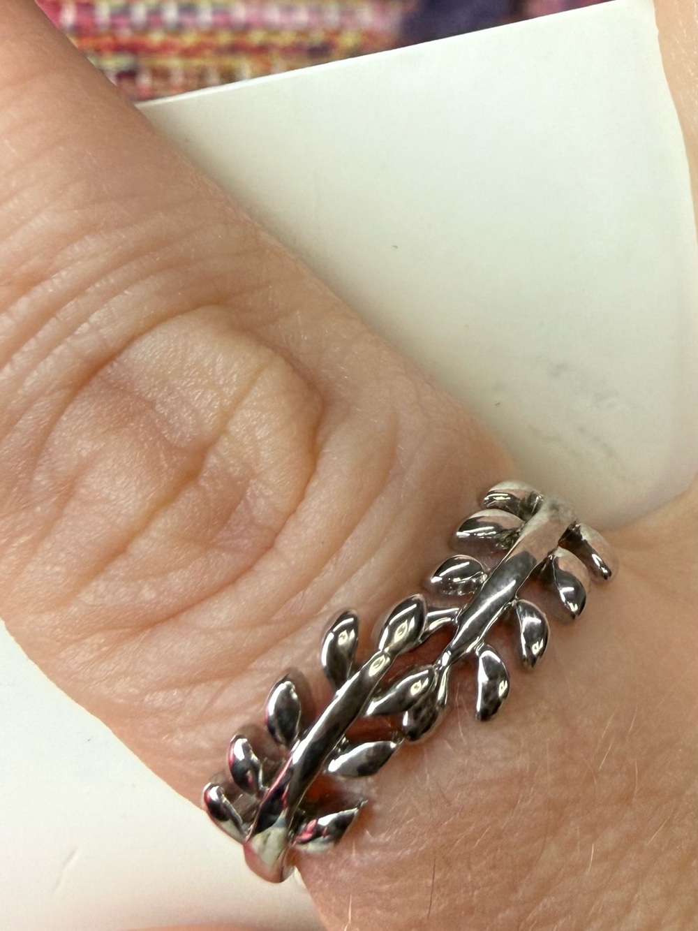 a new day Shiny Silver Plated Leaf Wrap Ring size 8 NEW